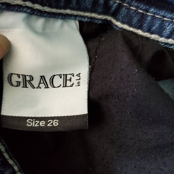 GRACE IN LA DENIM JEANS Blue Size 26 bootcut - Picture 5 of 6